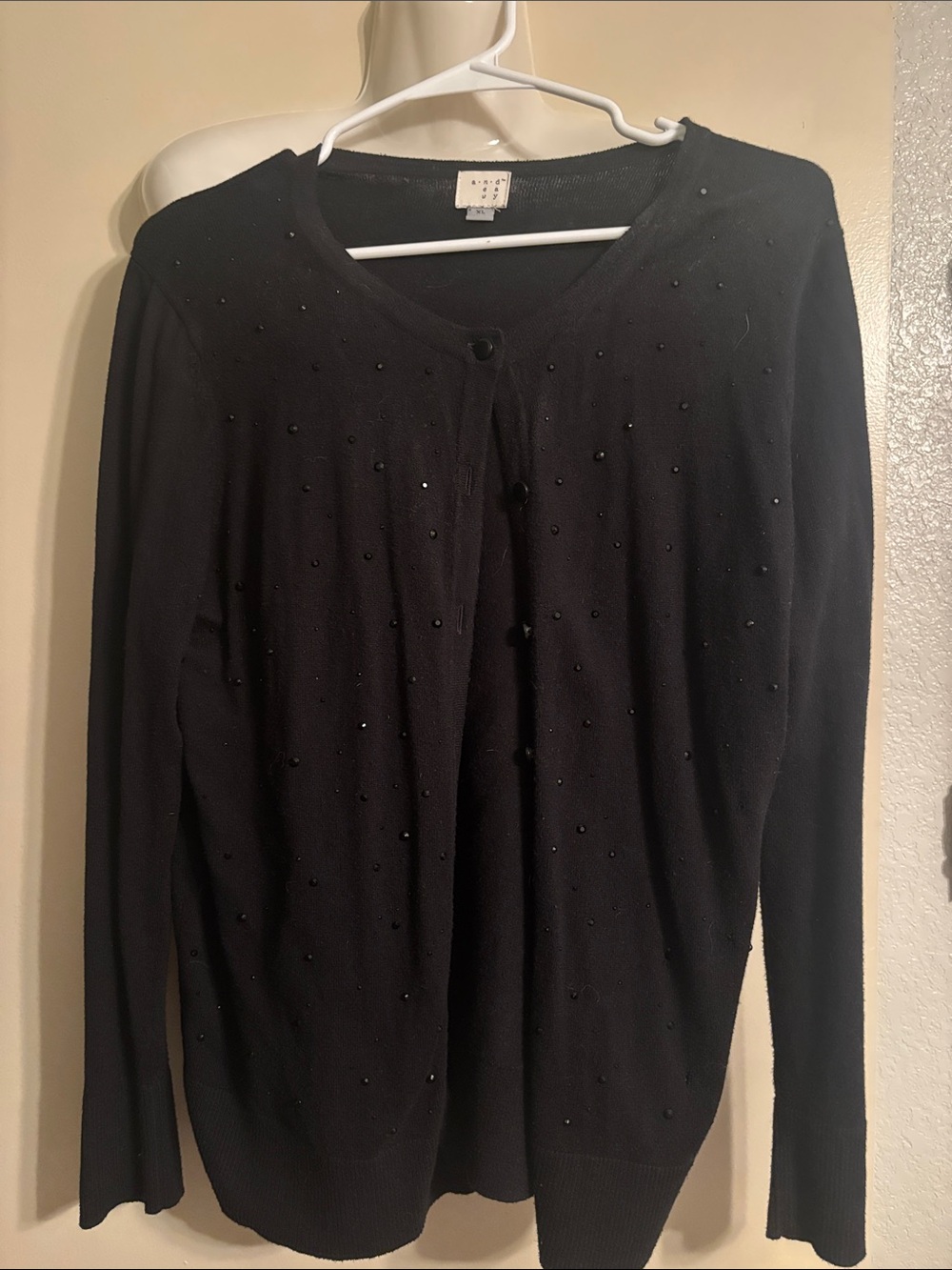 a new day Black Beaded Crewneck Cardigan
